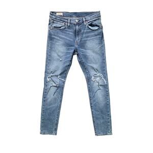 Levi’s big E Premium Skinny Taper Tattered Jeans Men’s 32x30 Blue Denim